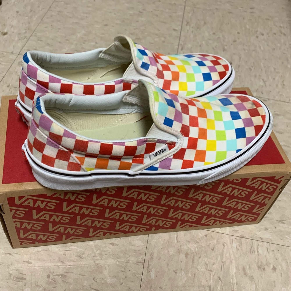 Rainbow Checkered VANS size 8.5